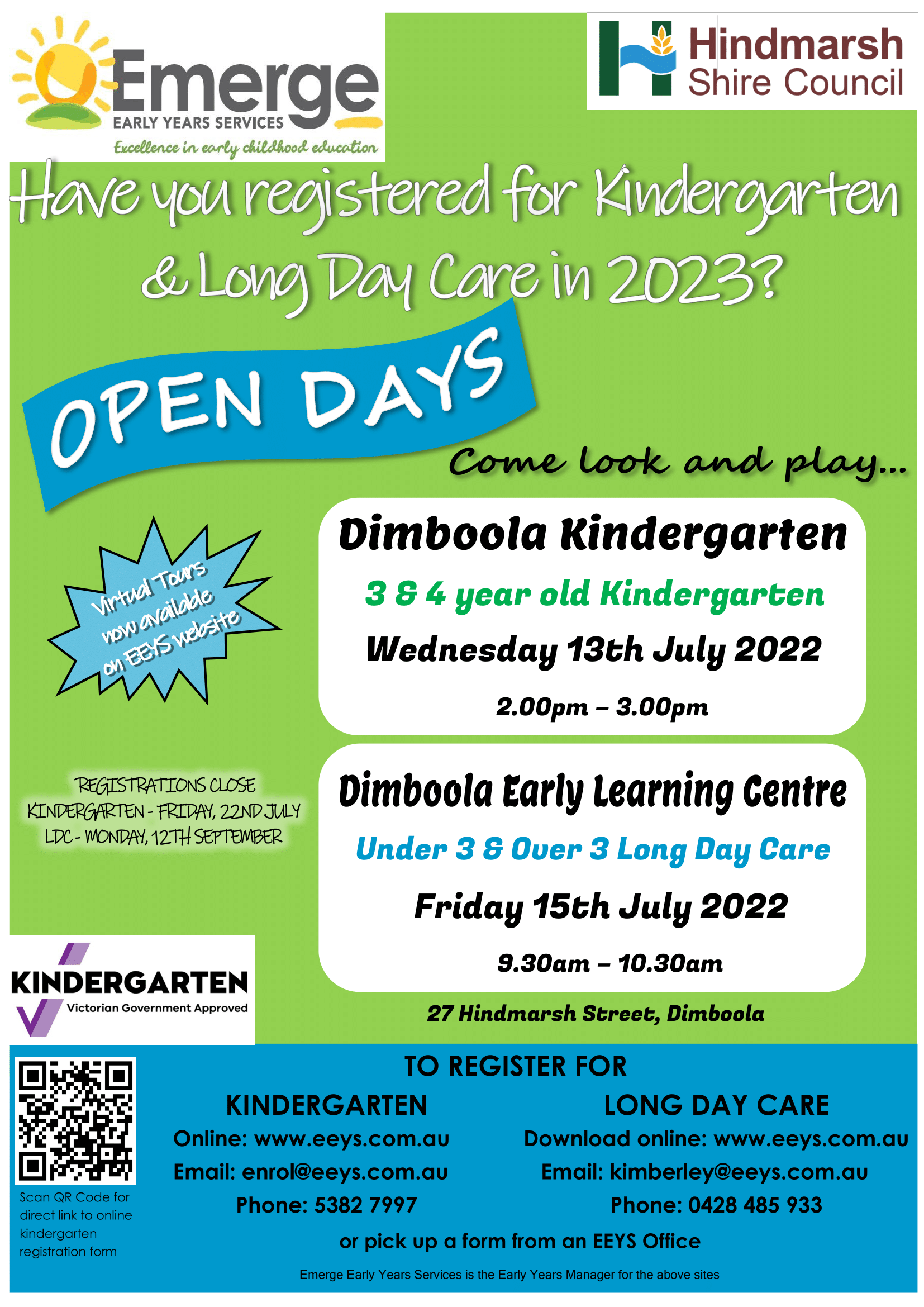 NOTICE | Kinder & Long Day Care Open Days
